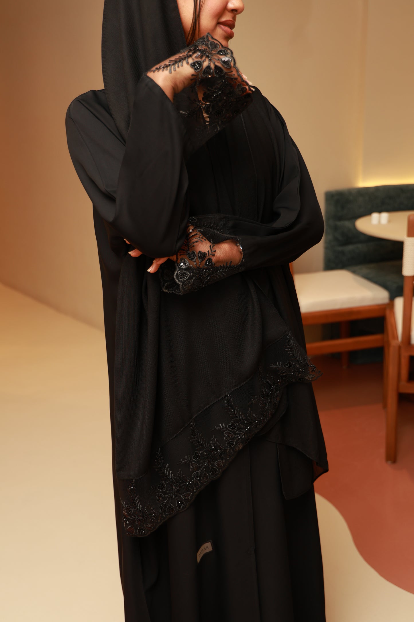 Midnight Lace Abaya Set