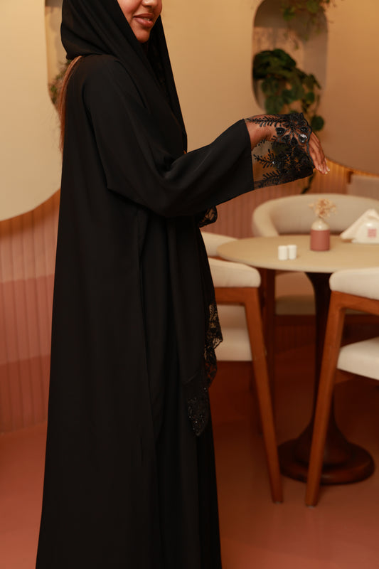 Midnight Lace Abaya Set